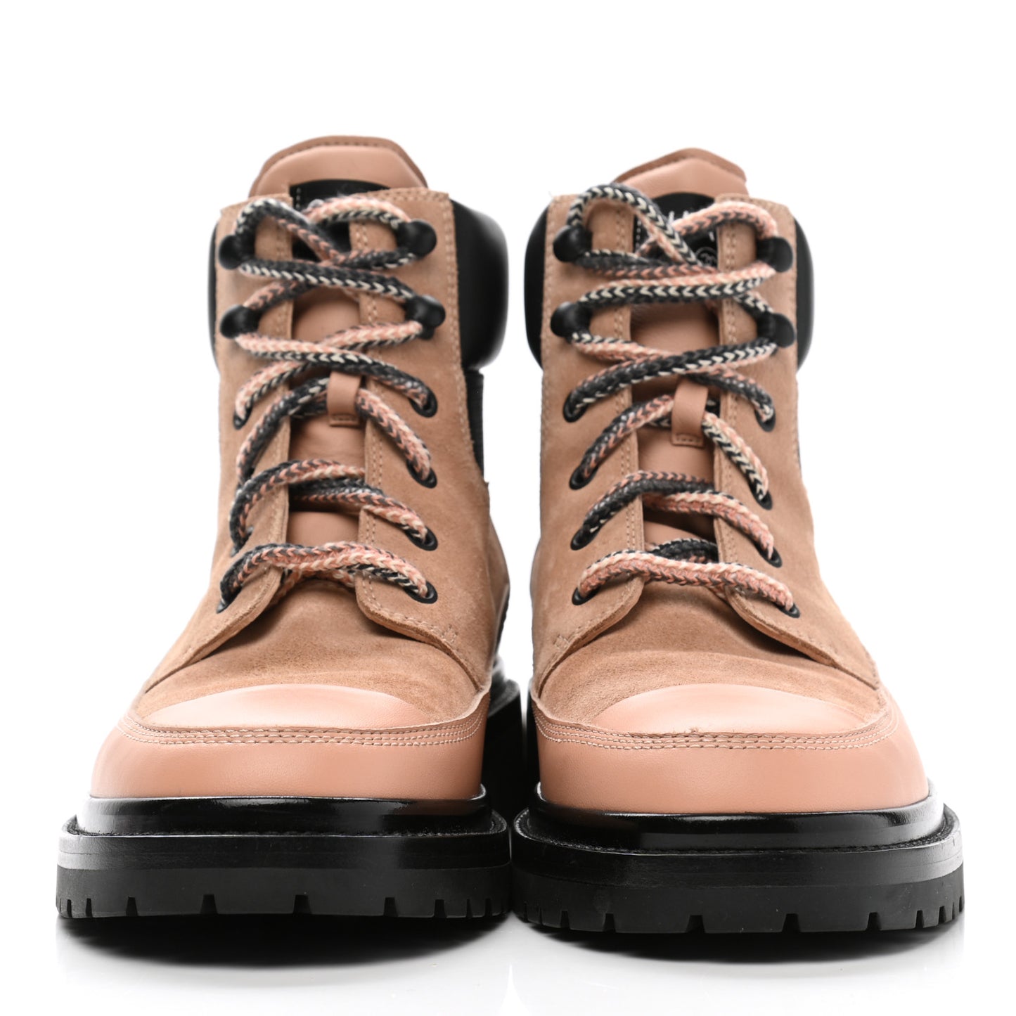 Suede Calfskin Lace Up Boots 40.5 Pink