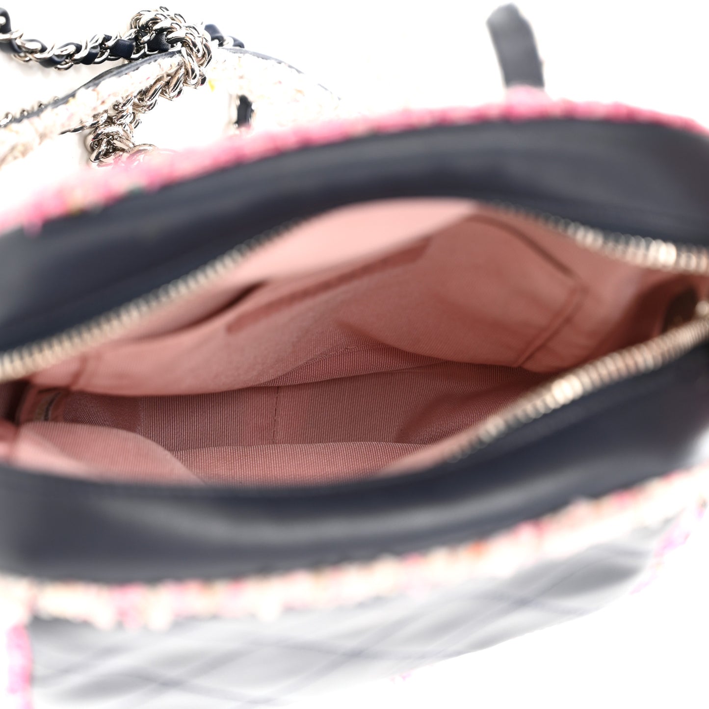 Lambskin Tweed Trim Vertical Camera Case Navy