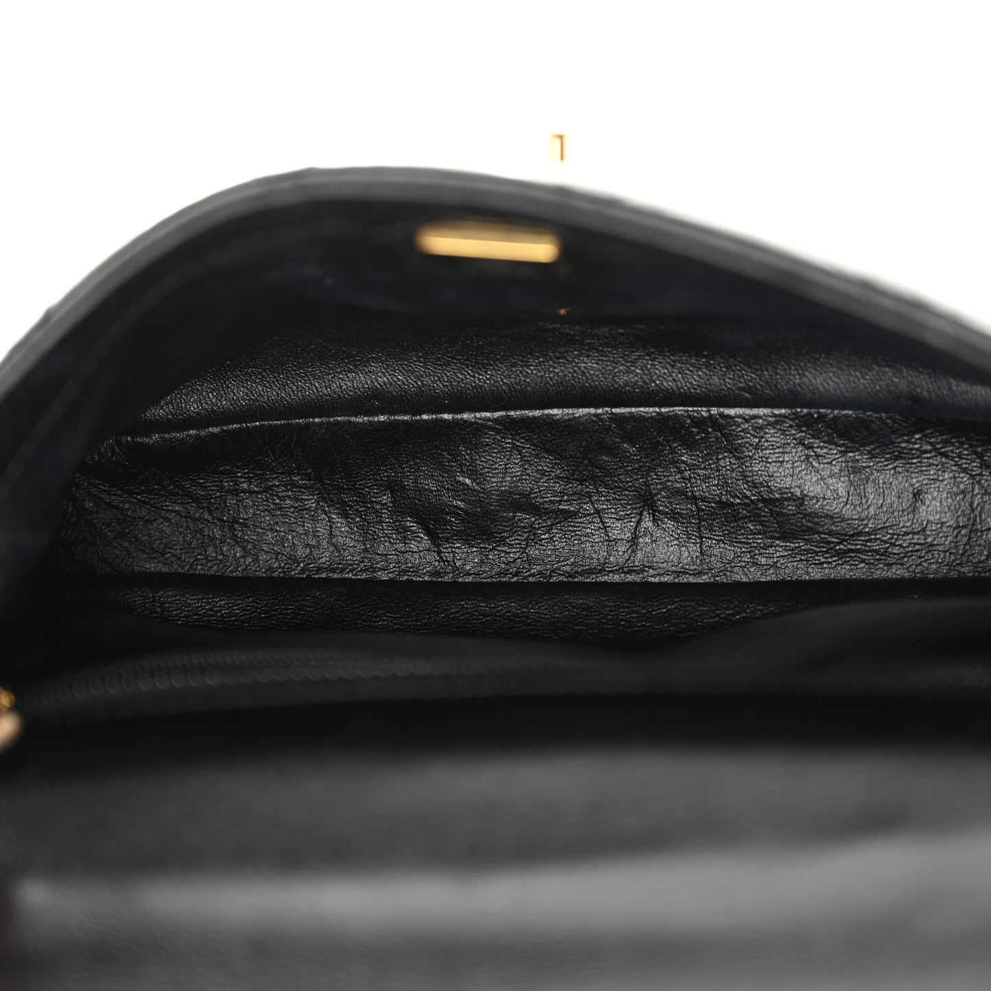 Shiny Lambskin Quilted Golden Links Top Handle Flap Black