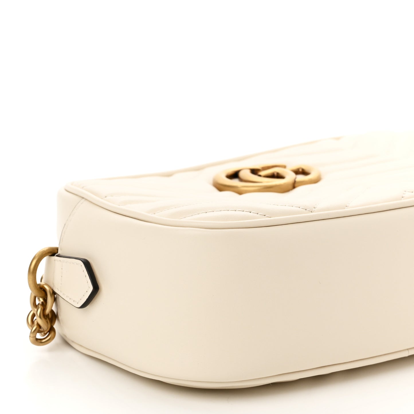 Calfskin Matelasse Small GG Marmont Chain Shoulder Bag White