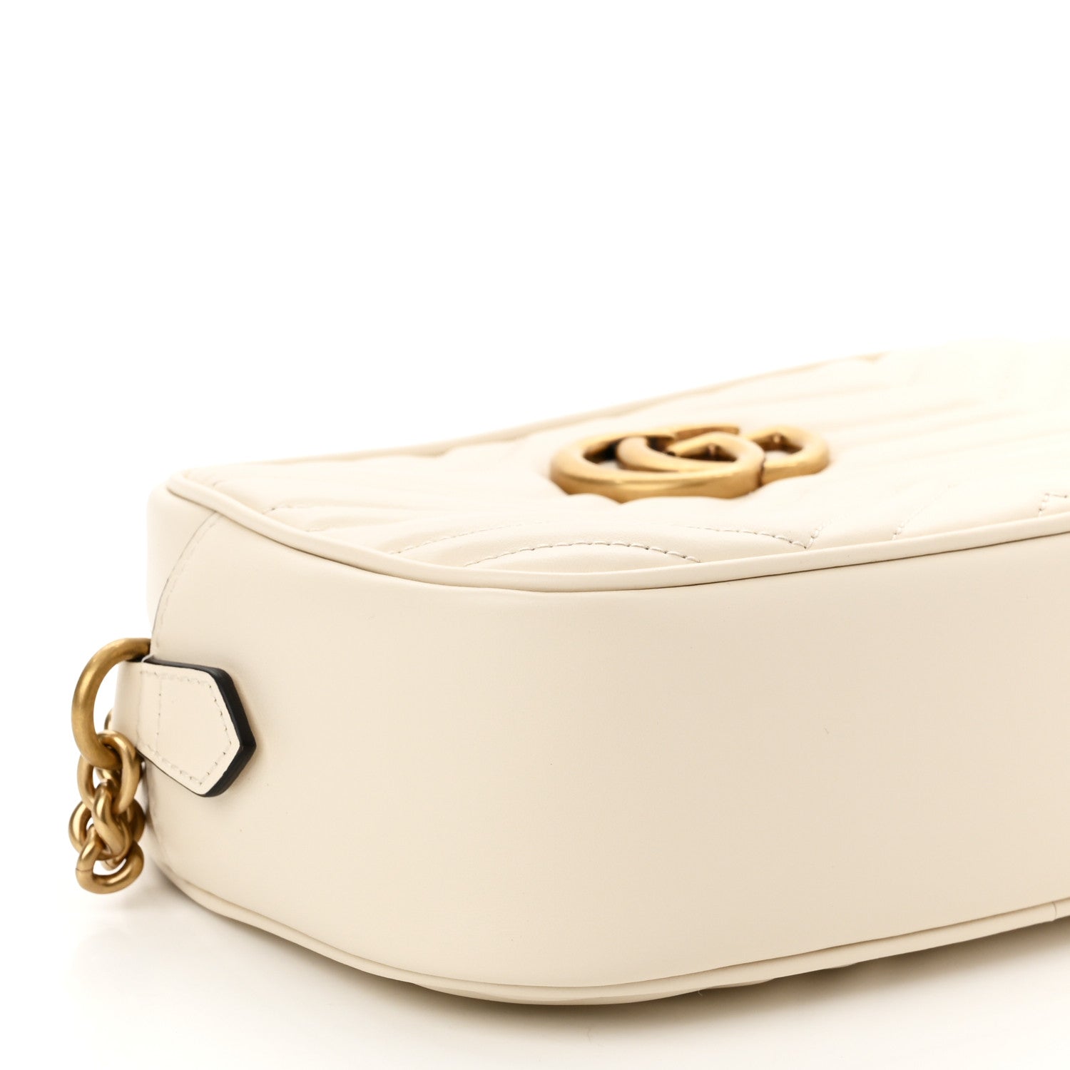 Gucci Calfskin Matelasse Small GG Marmont Chain Shoulder Bag White 9 of 10
