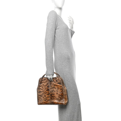 Prada Lizard Kiss Lock Frame Bag Salmone 2 of 9