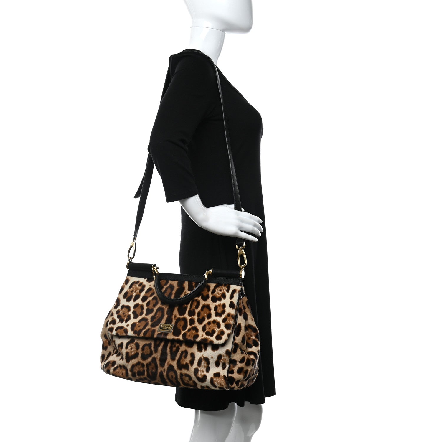 Dolce & Gabbana Canvas Leopard Print Miss Sicily Satchel Naturale 2 of 10