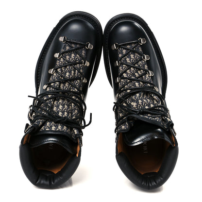Christian Dior Oblique Calfskin Mens Explorer II Buckle Hiking Boots 45 Black Blue 2 of 10