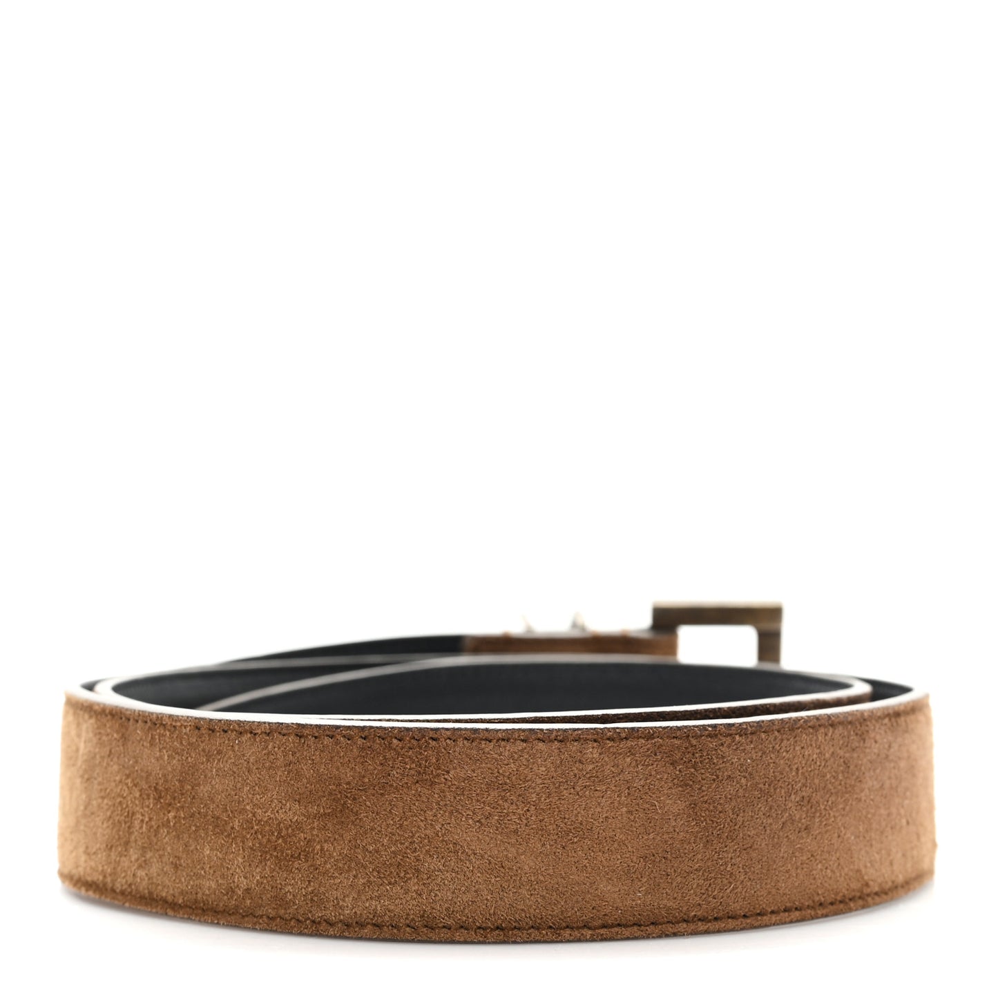 Suede Monogram Square Buckle Belt 85 34 Tan Bronze