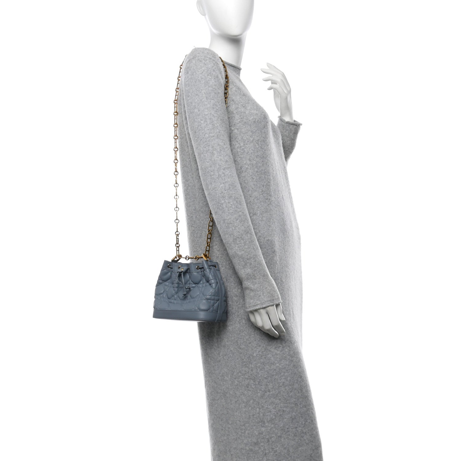 Christian Dior Lambskin Cannage Miss Dior Bucket Bag Cloud Blue 2 of 10