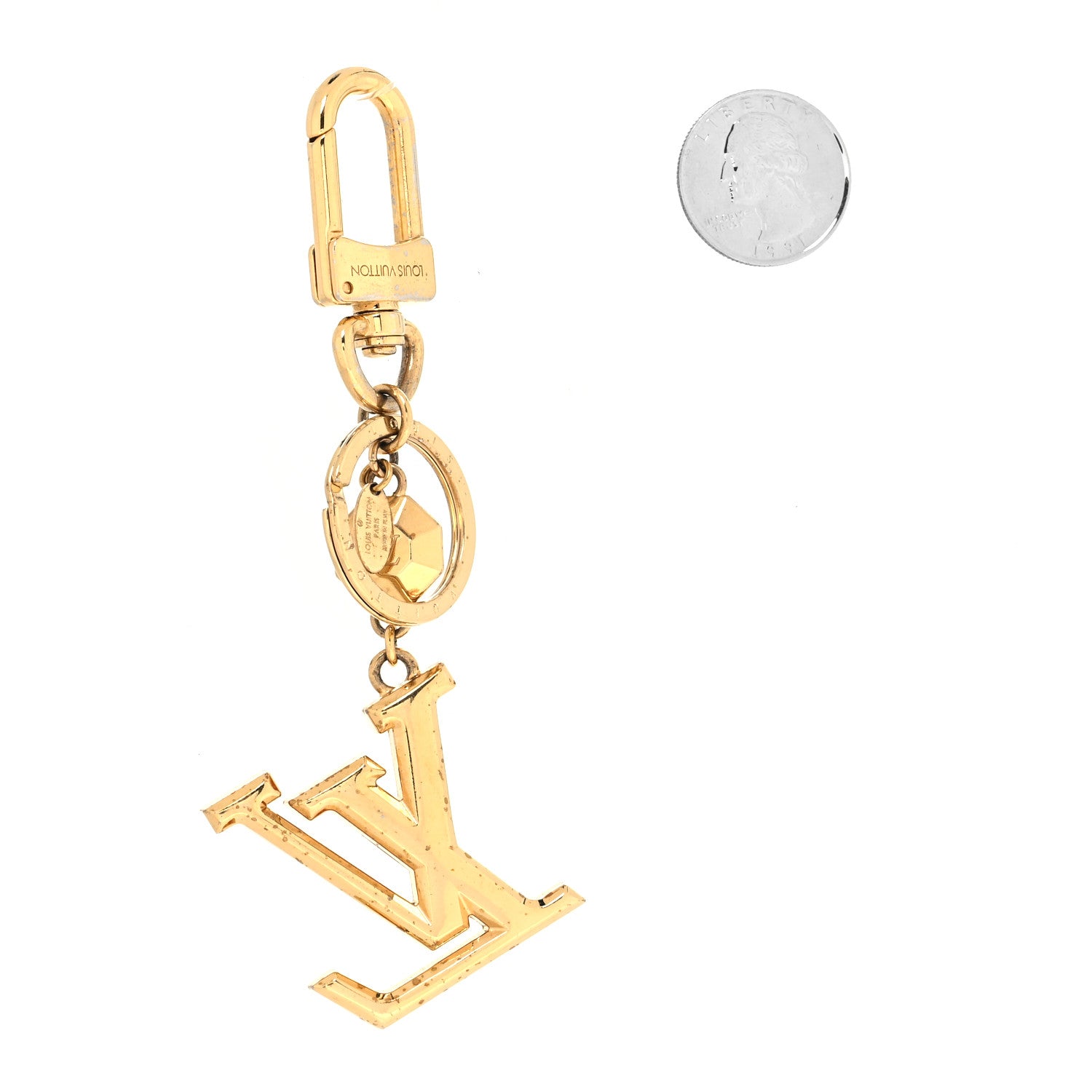 Louis Vuitton Metal LV Facettes Bag Charm Key Holder Gold 2 of 4