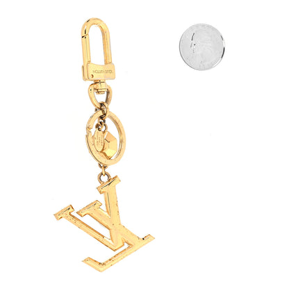 Louis Vuitton Metal LV Facettes Bag Charm Key Holder Gold 2 of 4
