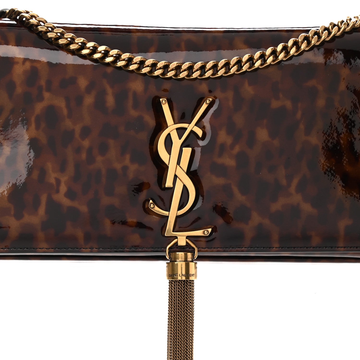 Saint Laurent Patent Monogram Tassel Kate 99 Tortoise 8 of 11