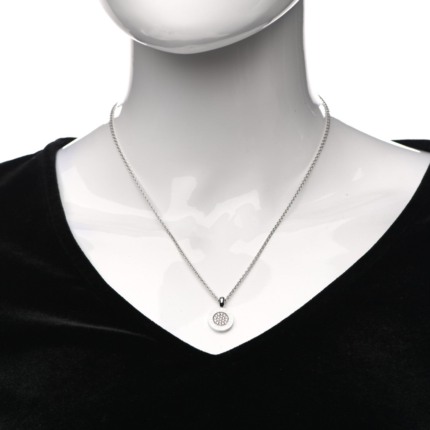 Bulgari 18K White Gold Diamond BVLGARI BVLGARI Pave Pendant Necklace 2 of 5