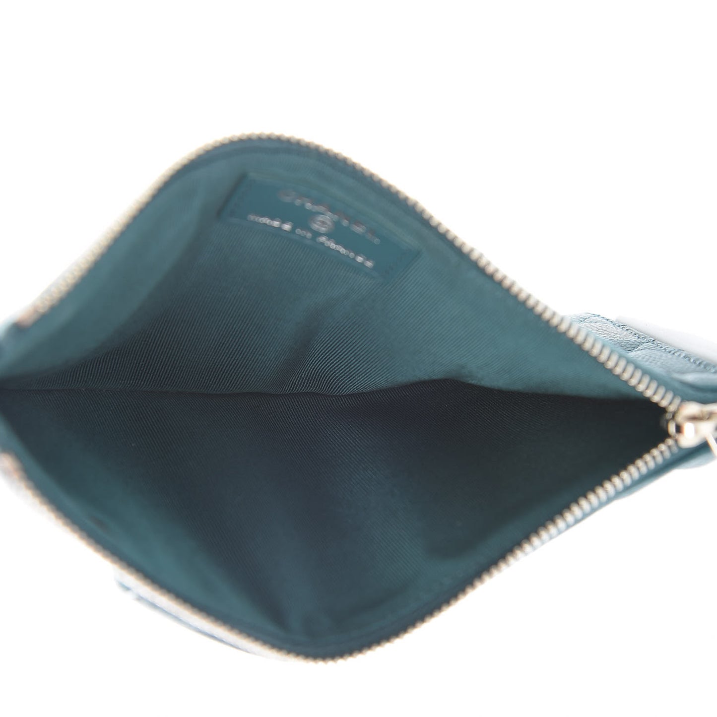 Caviar Quilted Classic Flat Wallet Pouch Dark Turquoise