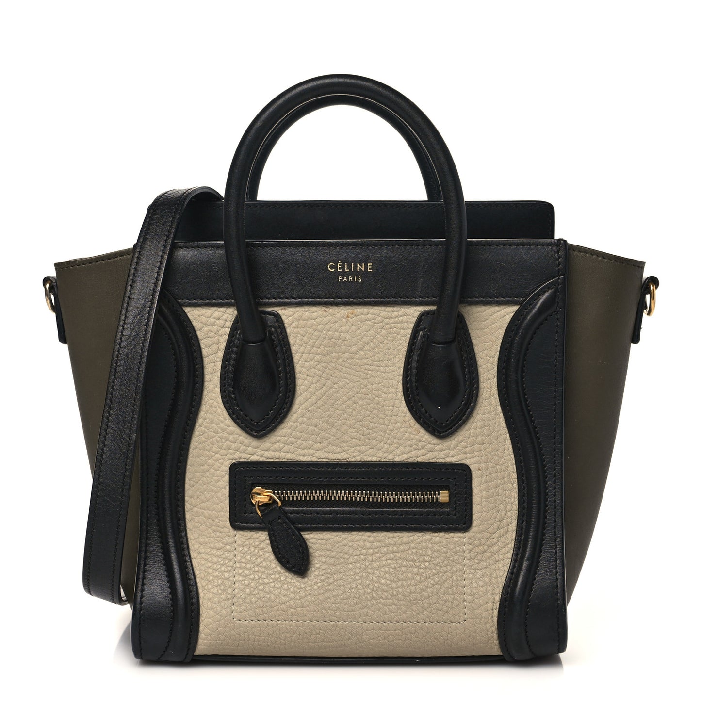 Elephant Calfskin Nano Tri-Color Luggage Beige Green