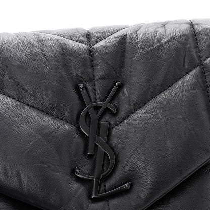 Saint Laurent Lambskin Quilted Monogram Monochrome Small Loulou Puffer Chain Satchel Black 11 of 11