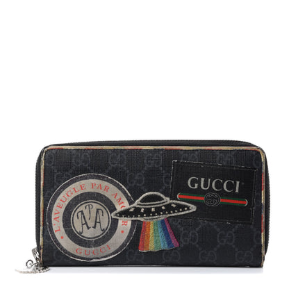 Gucci GG Supreme Monogram Night Courrier Embroidered Zip Around Wallet 1 of 6
