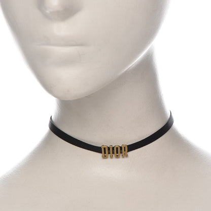 Christian Dior Grosgrain Ribbon Dior Logo Choker Necklace Black 2 of 5