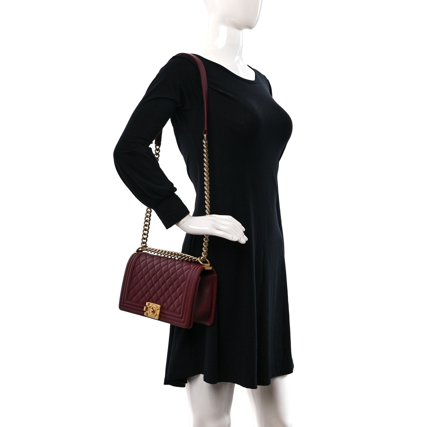 Lambskin Quilted Medium Boy Flap Dark Red