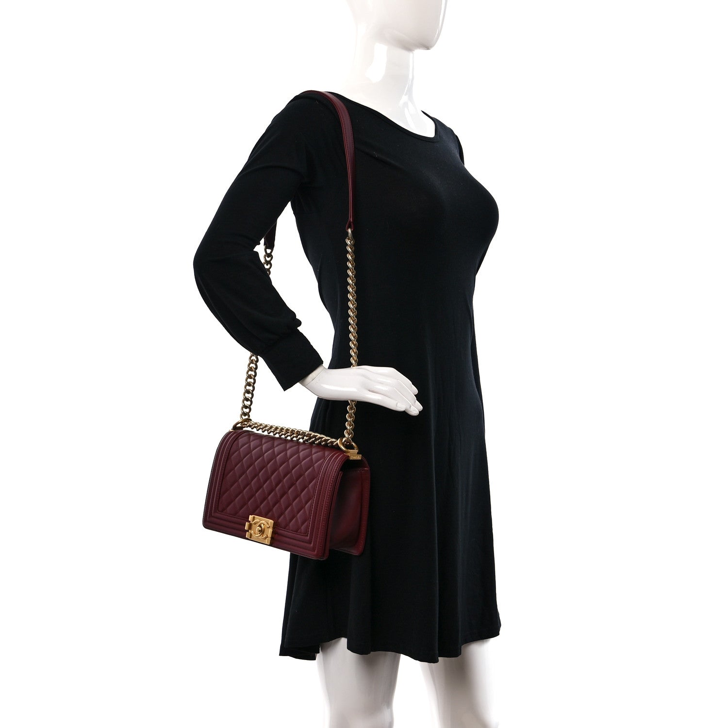 Chanel Lambskin Quilted Medium Boy Flap Dark Red 2 of 9