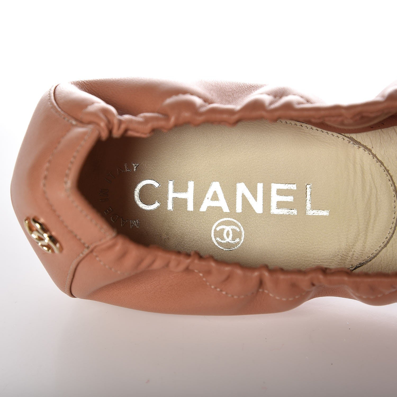 Chanel Lambskin Suede CC Elastic Cap Toe Ballerina Flats 36.5 Pink Black 7 of 7