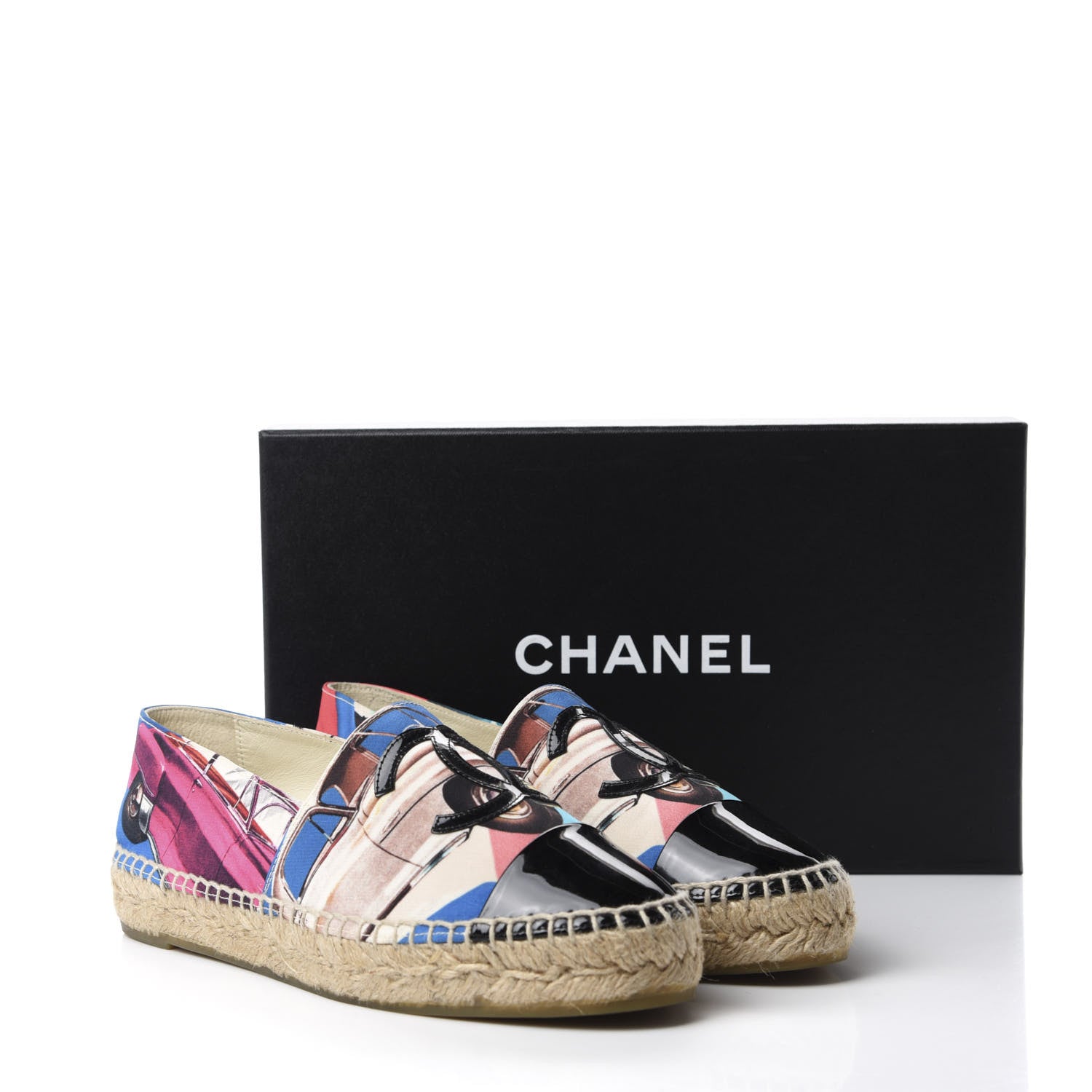 Chanel Fabric Patent CC Espadrilles 37 Multicolor Black 11 of 11