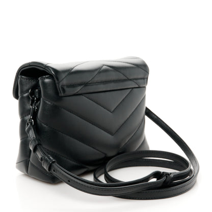 Saint Laurent Calfskin Y Quilted Monogram Monochrome Toy Loulou Crossbody Bag Black 3 of 11