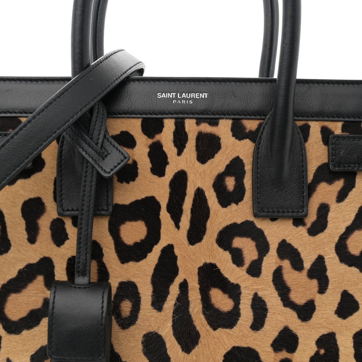Pony Hair Leopard Print Baby Sac De Jour Black