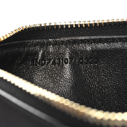 Saint Laurent Lambskin Matelasse Cassandre Carre Fragments Zippered Card Case Black 7 of 8