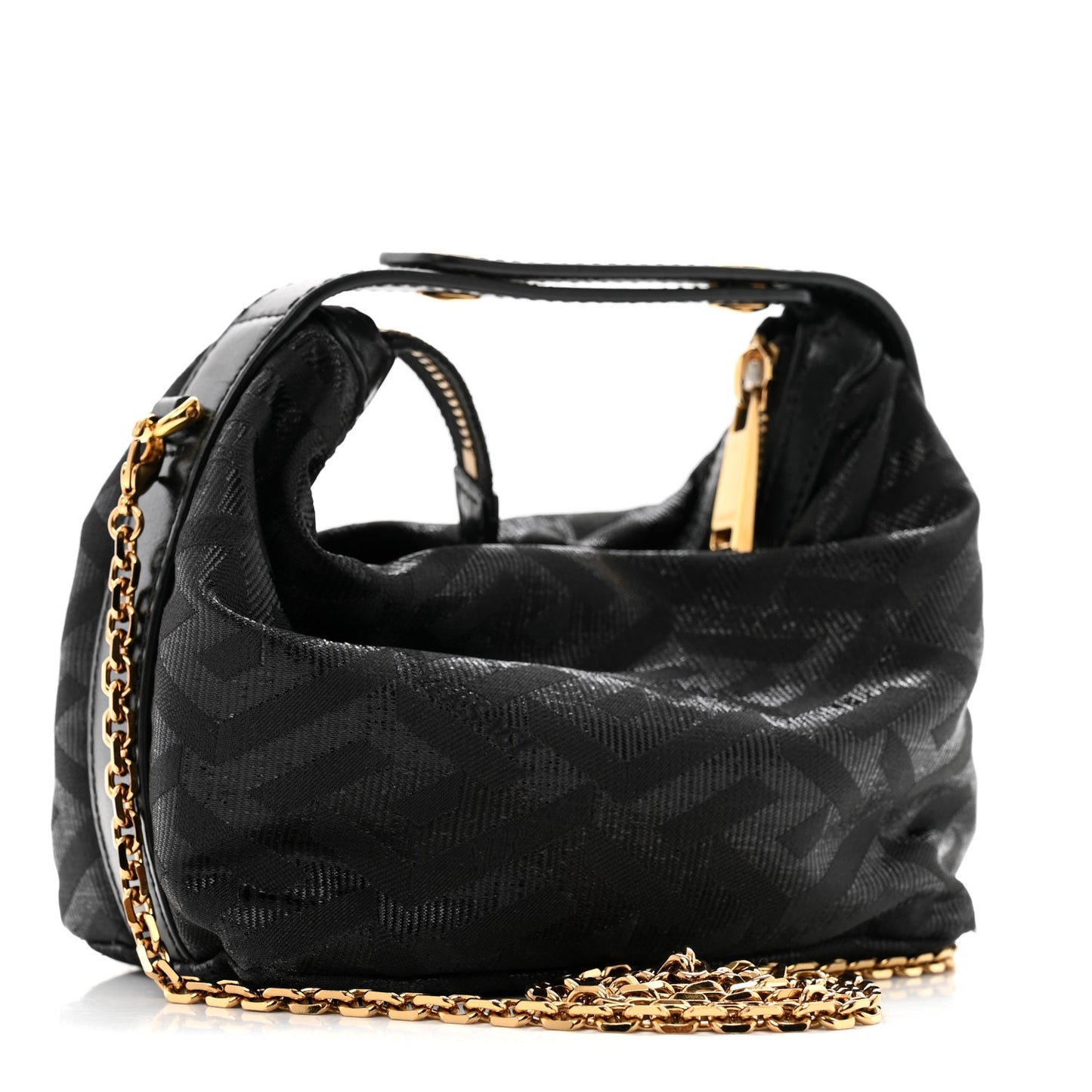 Metallic Canvas La Greca Signature Mini Bag Black