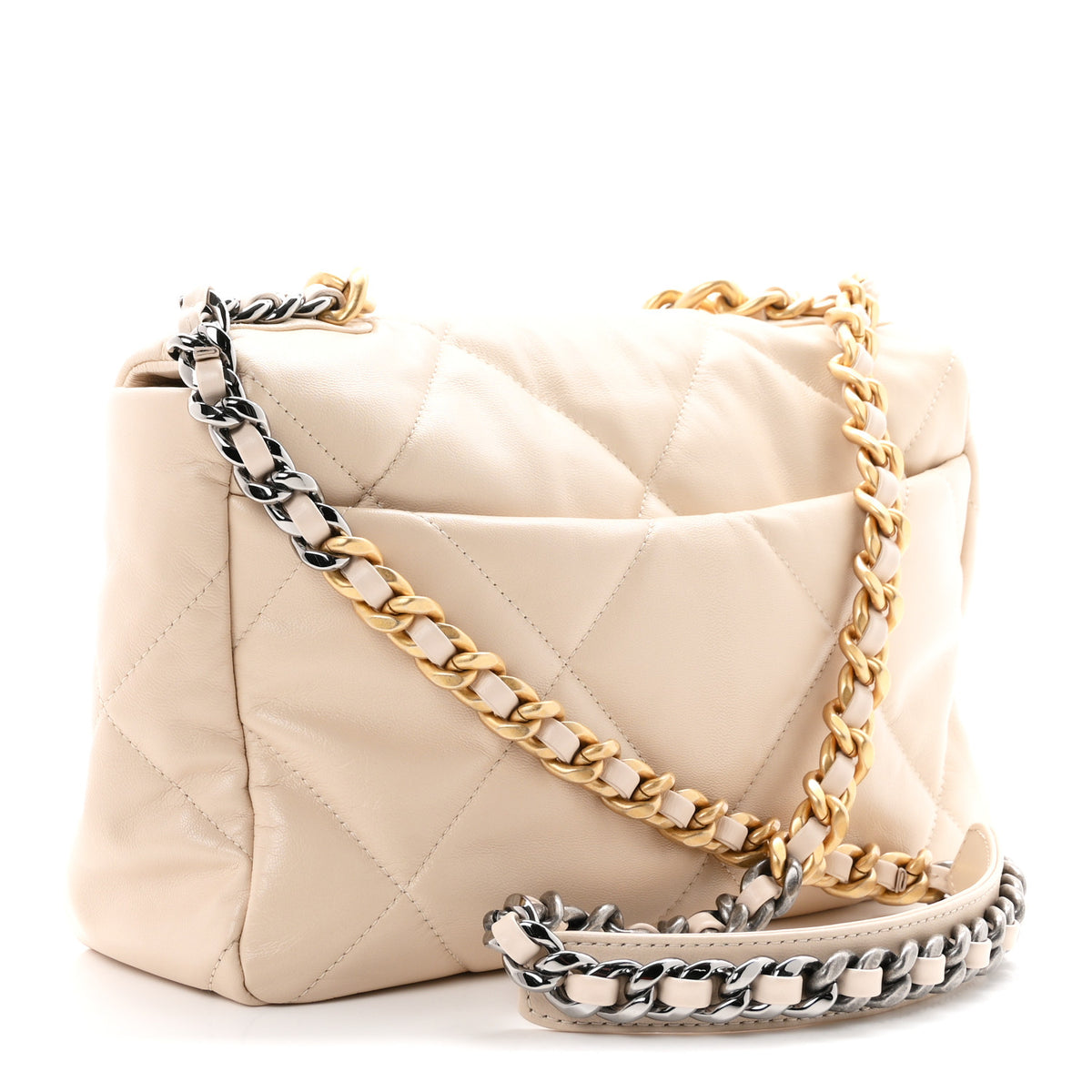 Chanel Goatskin Quilted Large Chanel 19 Flap Beige 3 of 11