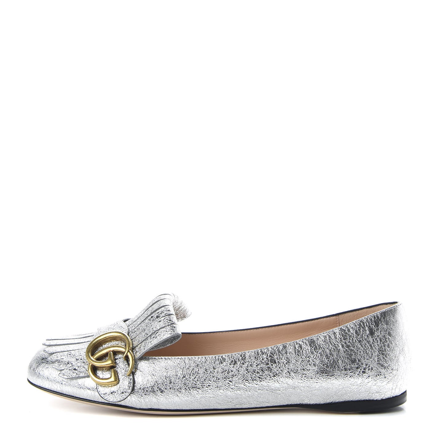 Galassia GG Marmont Fringe Flats 37.5 Argento