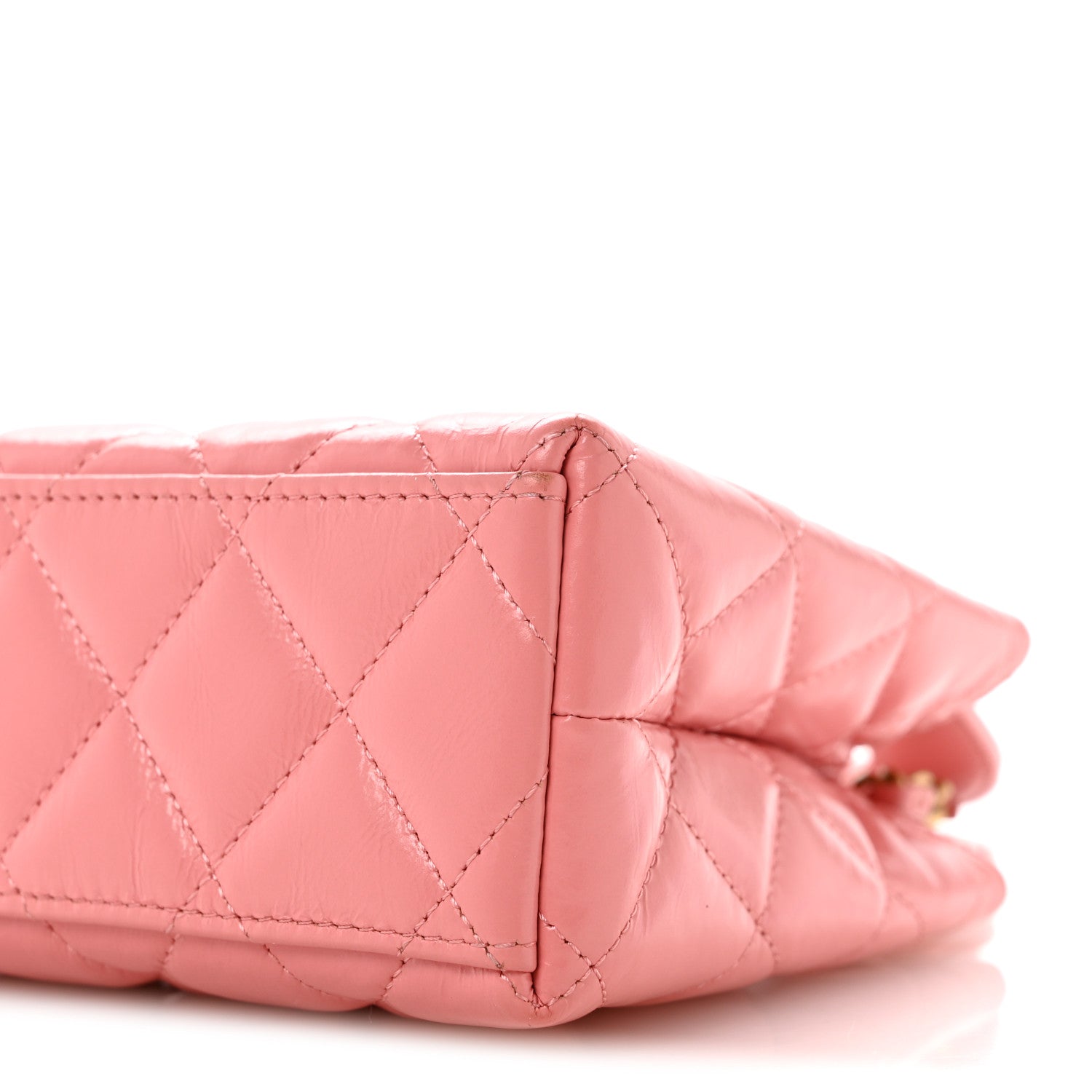 Chanel Shiny Aged Calfskin Quilted Nano Kelly Shopper Coral Pink 10 of 14