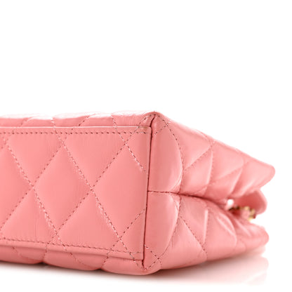 Chanel Shiny Aged Calfskin Quilted Nano Kelly Shopper Coral Pink 10 of 14