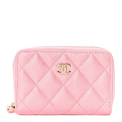 Chanel Iridescent Caviar Quilted Zip Coin Purse Pink 1 of 10