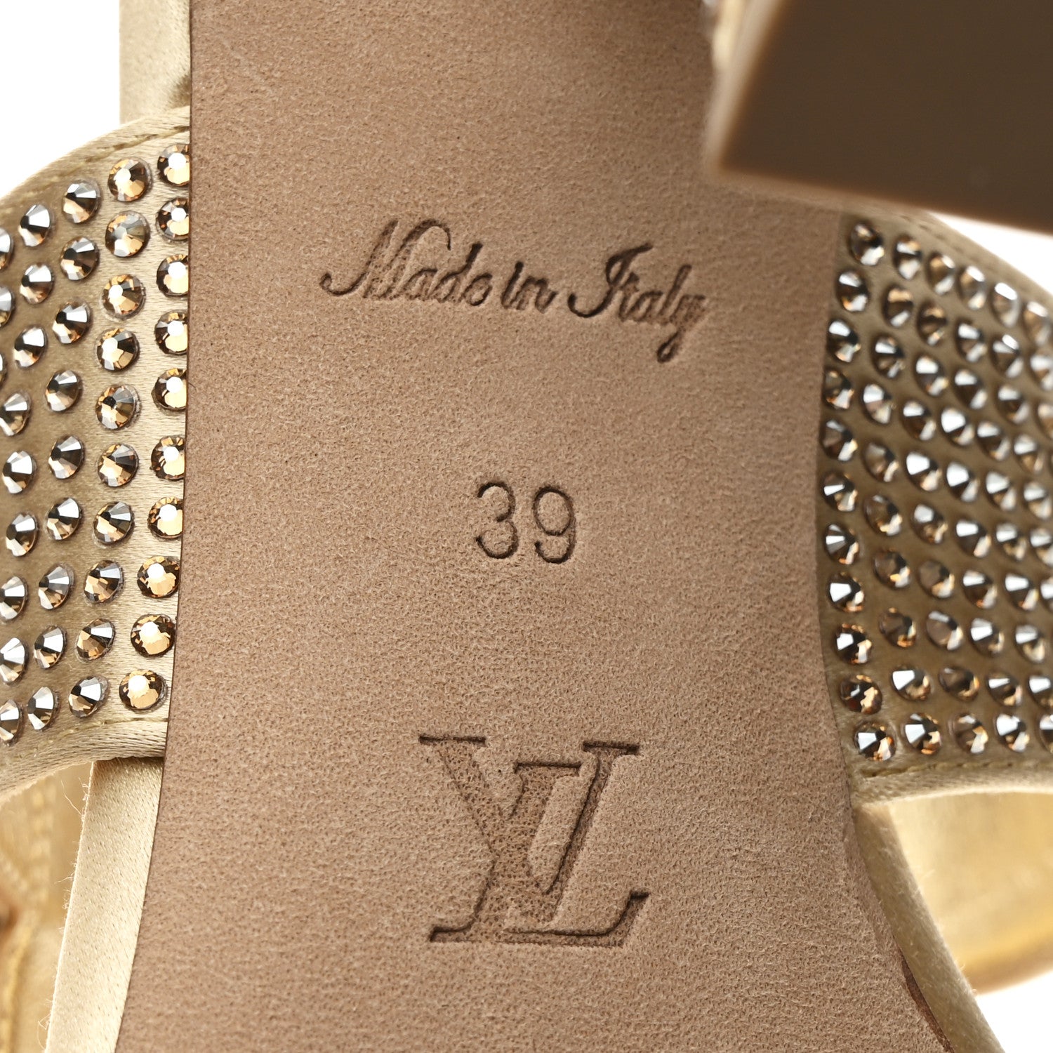 Louis Vuitton Satin Crystal Sparkle Mule 39 Gold 1814029