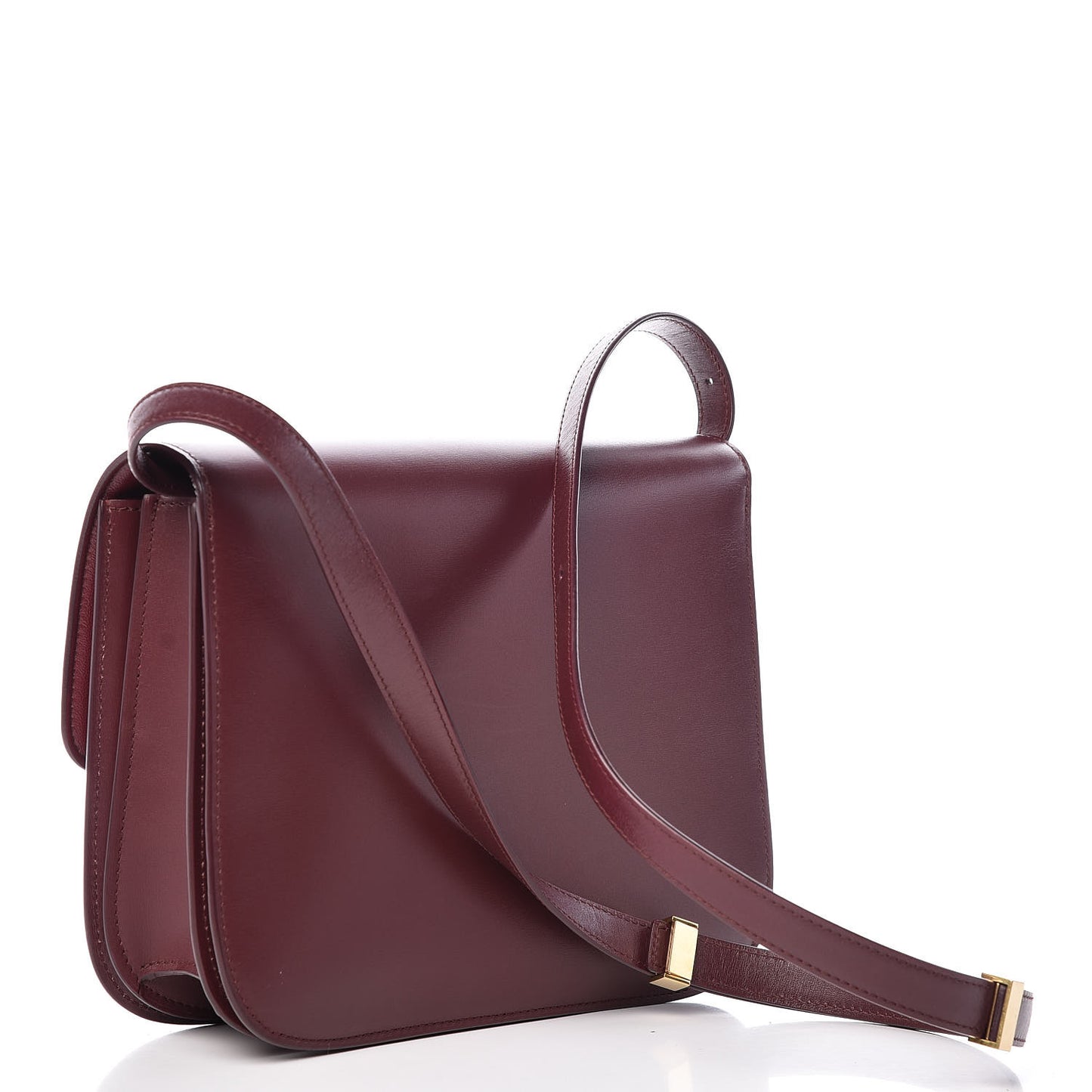 Box Calfskin Medium Classic Box Flap Bag Burgundy