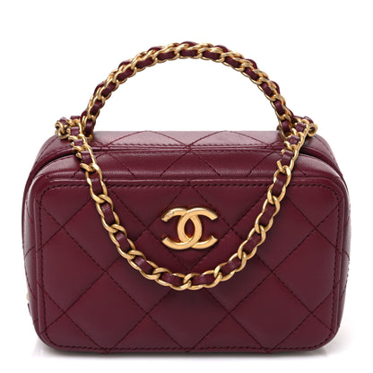 Chanel Lambskin Quilted Top Handle Mini Vanity Case Burgundy 1 of 10