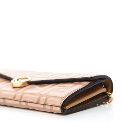 Fendi Vitello Termolagoon F is Fendi FF 1974 Embossed Continental Envelope Wallet On Chain Miele Scuro 7 of 10