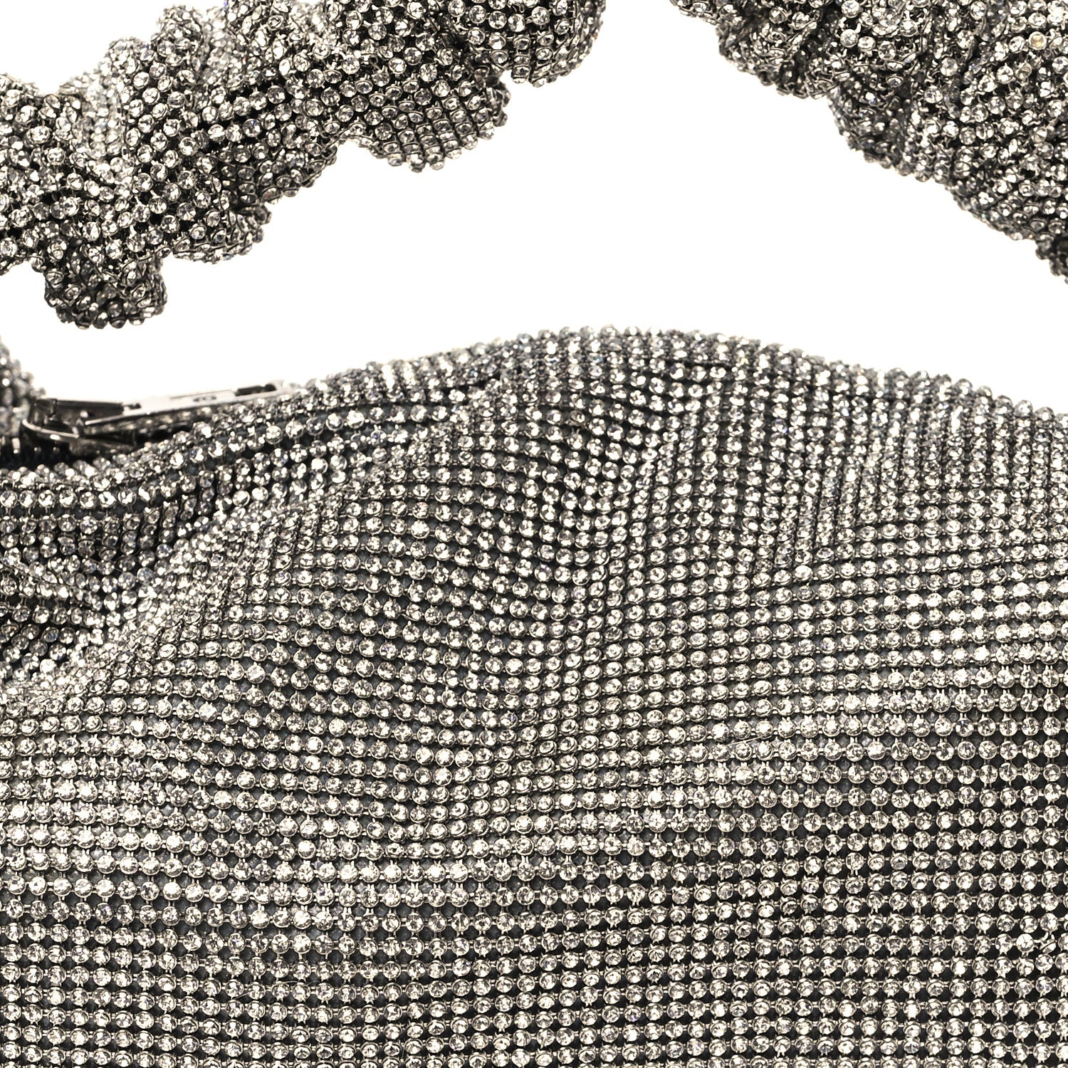 Alexander Wang Mesh Crystal Rhinestone Mini Scrunchie Clutch Black Silver 8 of 11