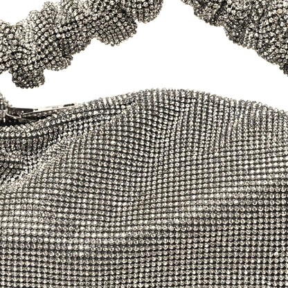 Alexander Wang Mesh Crystal Rhinestone Mini Scrunchie Clutch Black Silver 8 of 11