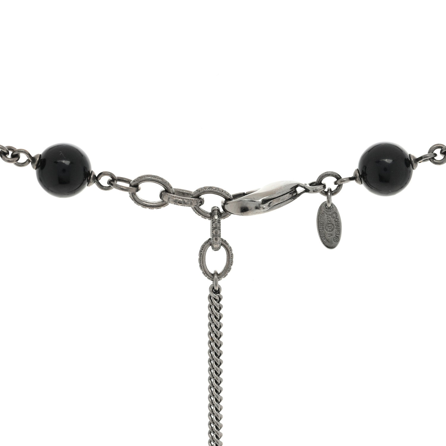 Chanel Ruthenium Enamel Beaded CC Long Necklace Black 4 of 4