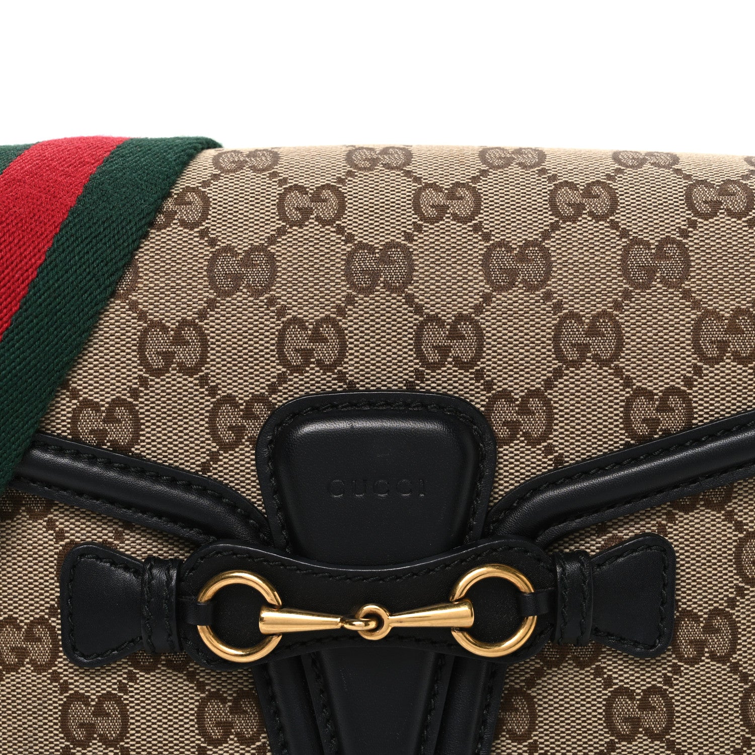 Gucci Monogram Ruinart Calfskin Medium Lady Web Shoulder Bag Beige Ebony Black 8 of 10
