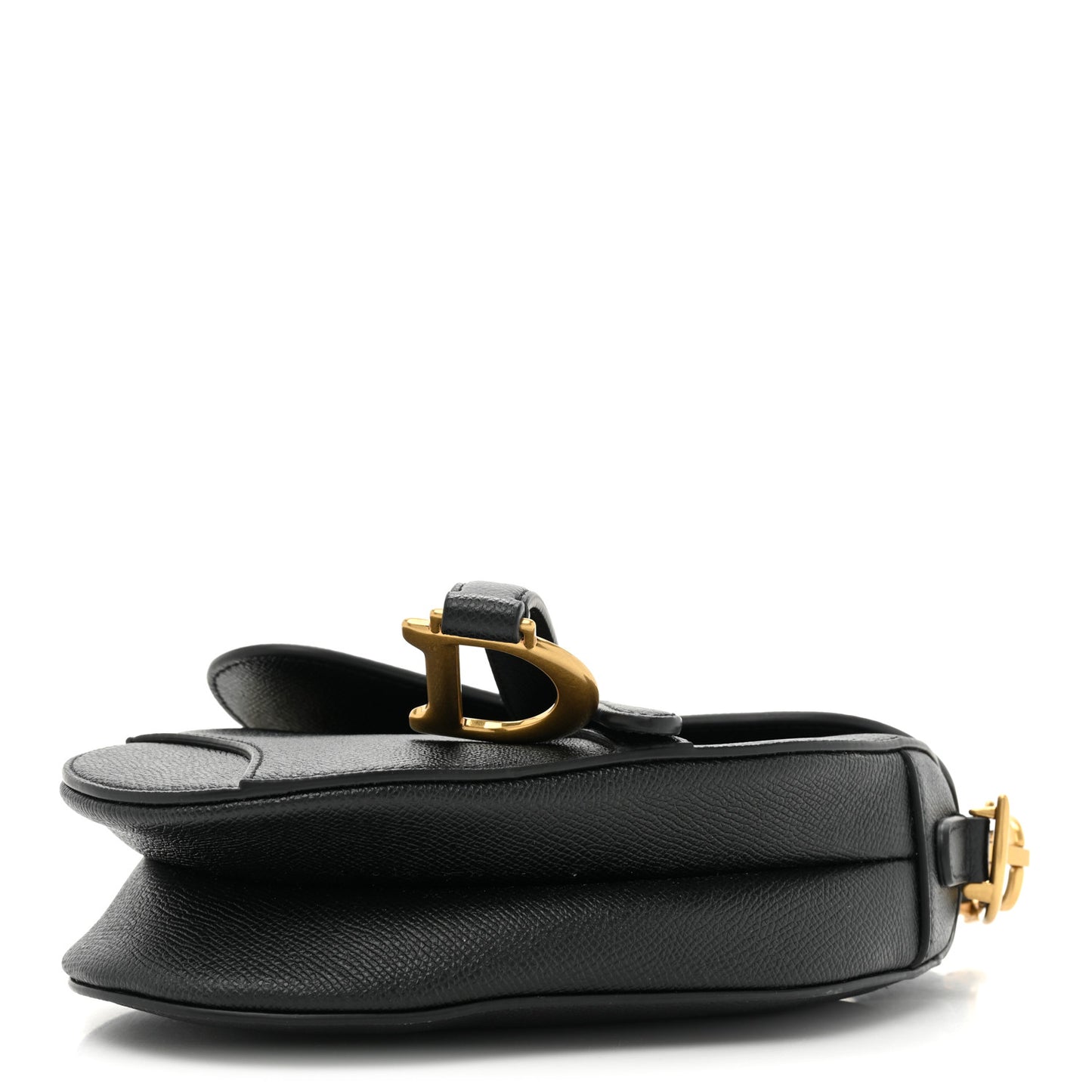 Grained Calfskin Mini Saddle Bag Black