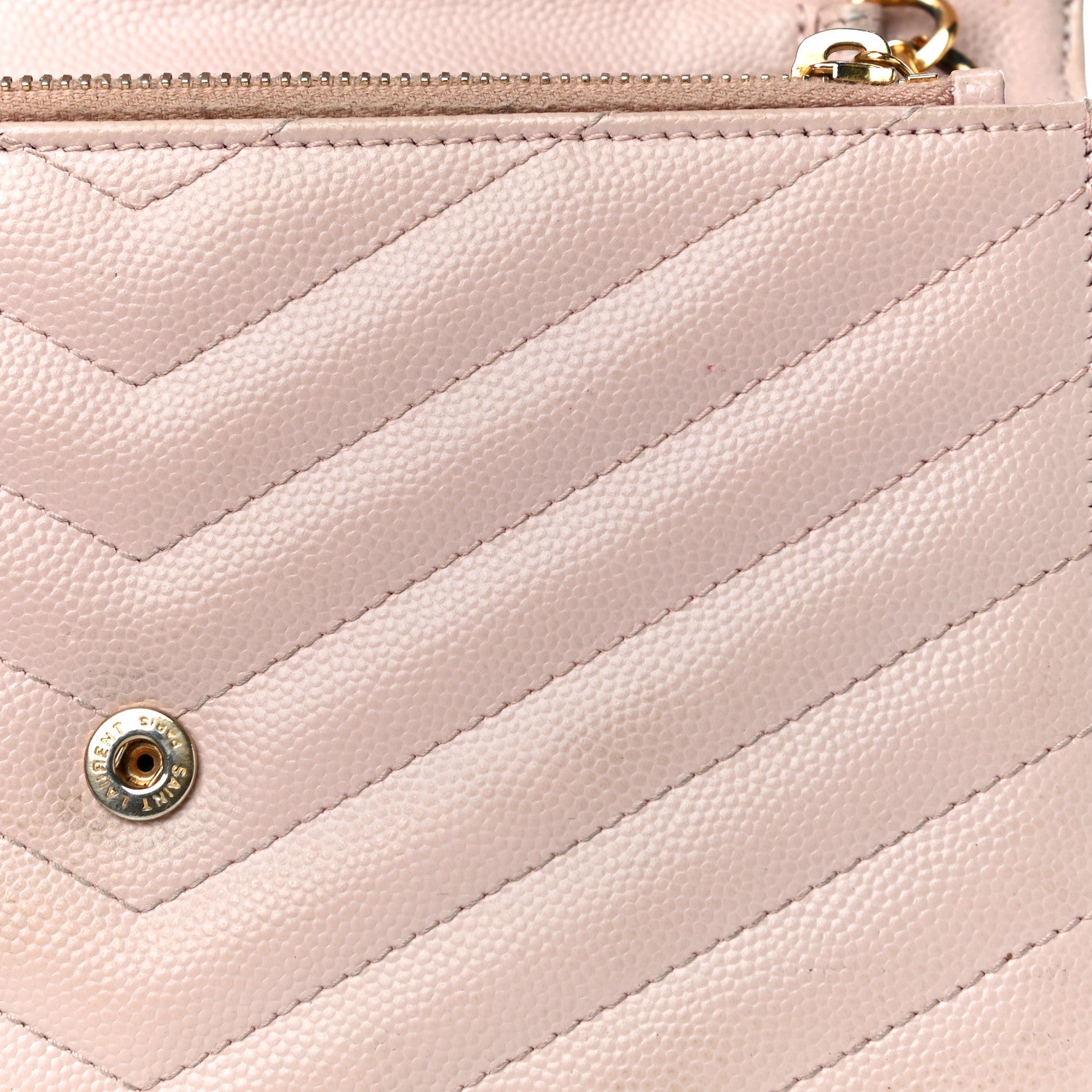 Saint Laurent Grain De Poudre Matelasse Chevron Monogram Envelope Chain Wallet Nude Powder 17 of 30