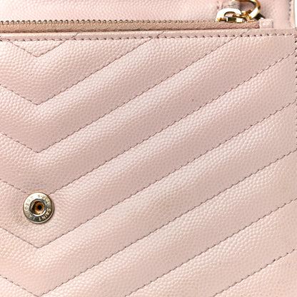 Saint Laurent Grain De Poudre Matelasse Chevron Monogram Envelope Chain Wallet Nude Powder 17 of 30