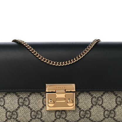 Gucci GG Supreme Monogram Moon Calfskin Padlock Continental Chain Wallet Beige Ebony Black 8 of 14
