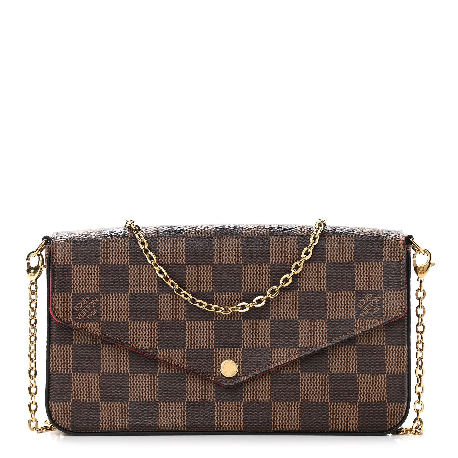 Louis Vuitton Damier Ebene Pochette Felicie Chain Wallet 1 of 11