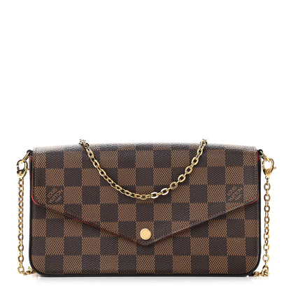 Louis Vuitton Damier Ebene Pochette Felicie Chain Wallet 1 of 11