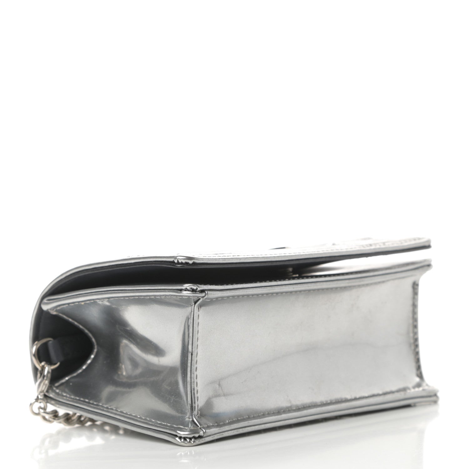 Christian Dior Metallic Patent Micro-Cannage Baby Diorama Flap Bag Silver 4 of 12