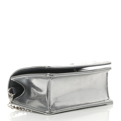 Christian Dior Metallic Patent Micro-Cannage Baby Diorama Flap Bag Silver 4 of 12