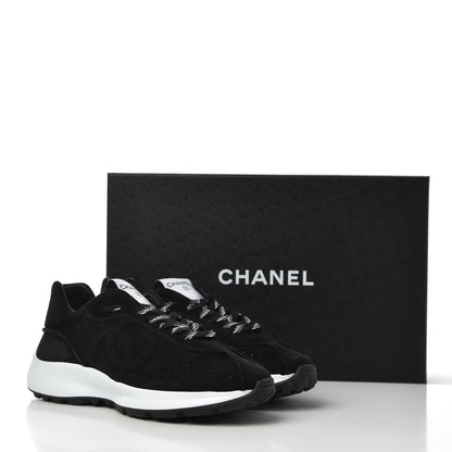 Chanel Suede Goatskin CC Sneakers 39.5 Black 9 of 9