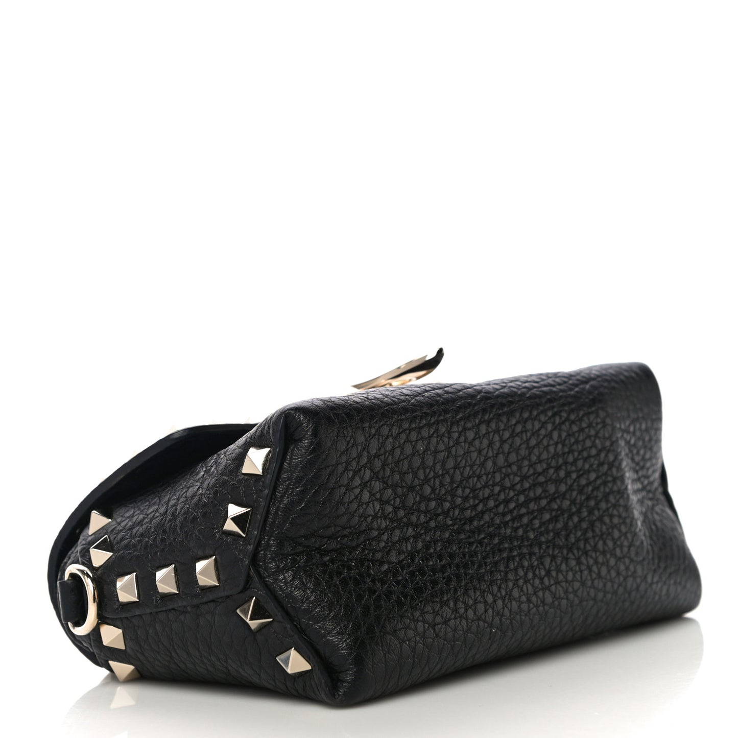 Pebbled Calfskin Mini Rockstud Crossbody Bag Black
